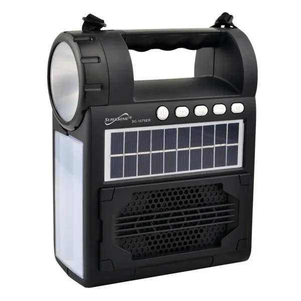 Supersonic Solar Power Speaker: FM Radio, Flashlight & Lantern Combo for Outdoor Adventures