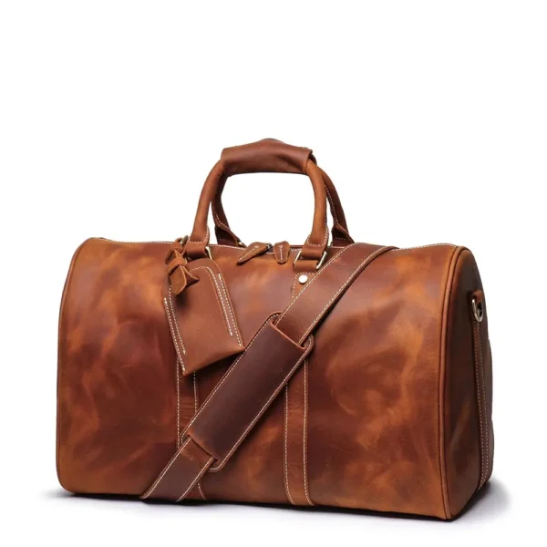 Small Leather Duffle Bag - The Brandt Weekender: Stylish and Compact Travel Companion