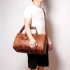 Small Leather Duffle Bag - The Brandt Weekender: Stylish and Compact Travel Companion - Image 11