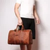 Small Leather Duffle Bag - The Brandt Weekender: Stylish and Compact Travel Companion - Image 13