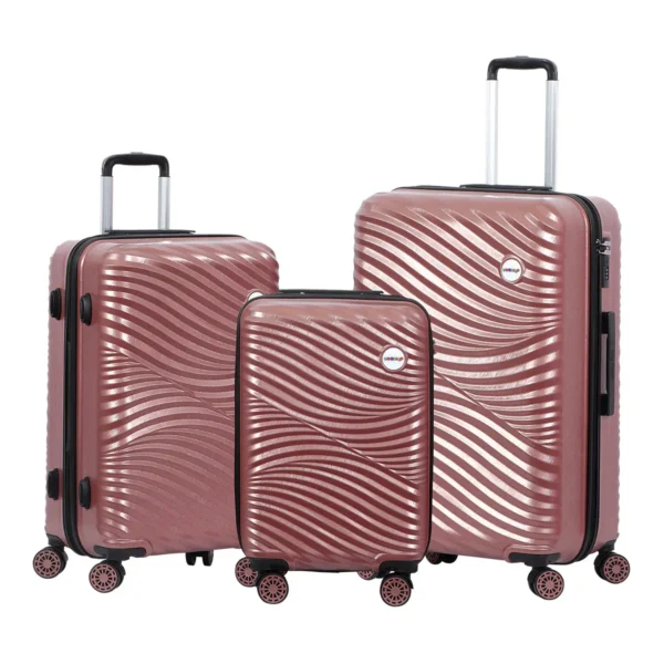 Biggdesign Moods Up 3-Piece Hard Luggage Set with Spinner Wheels - Rosegold Travel Suitcases