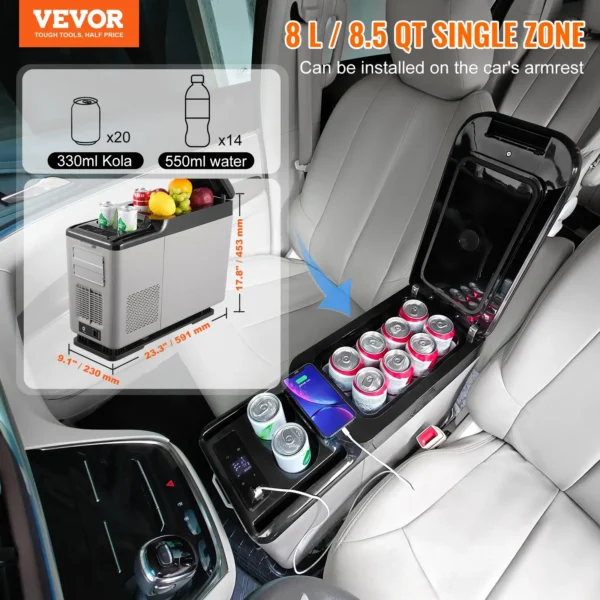 VEVOR 15L Portable Car Refrigerator Freezer - Single Zone Compressor for Car & Home Use