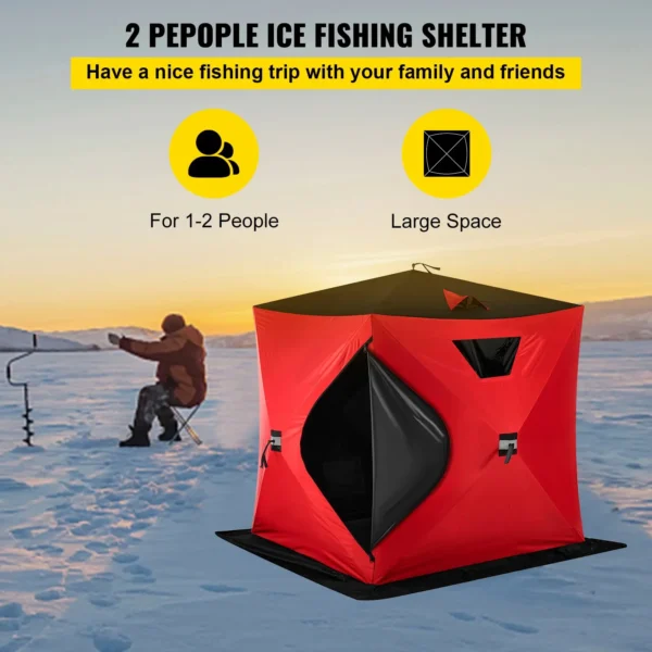 2-Person Ice Fishing Shelter Tent: Portable Pop-Up Outdoor Fish House for Winter Fishing