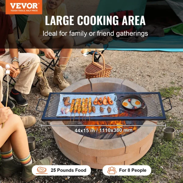 VEVOR X-Marks Fire Pit Grill Grate - 44 Inch Heavy Duty Steel BBQ Cooking Grid with Handle