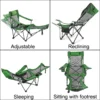 VEVOR Green Folding Camp Chair with Footrest: Reclining Lounge Chair for Camping & Fishing - Image 2