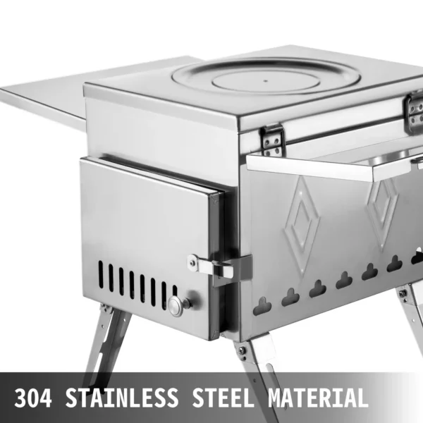 VEVOR Tent Wood Stove - 304 Stainless Steel Camping Stove with Folding Pipe, Portable for Outdoor Cooking & Heating