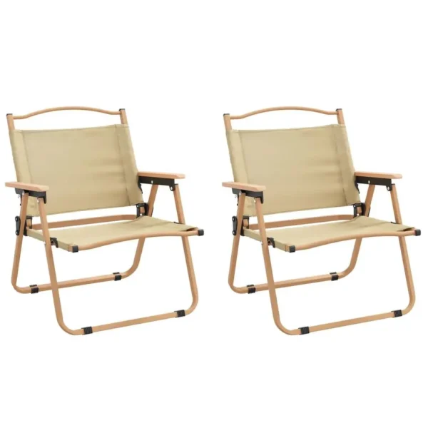 Camping Chairs 2-Piece Set Beige Oxford Fabric 21.3"x16.9"x23.2" - Comfortable Outdoor Seating