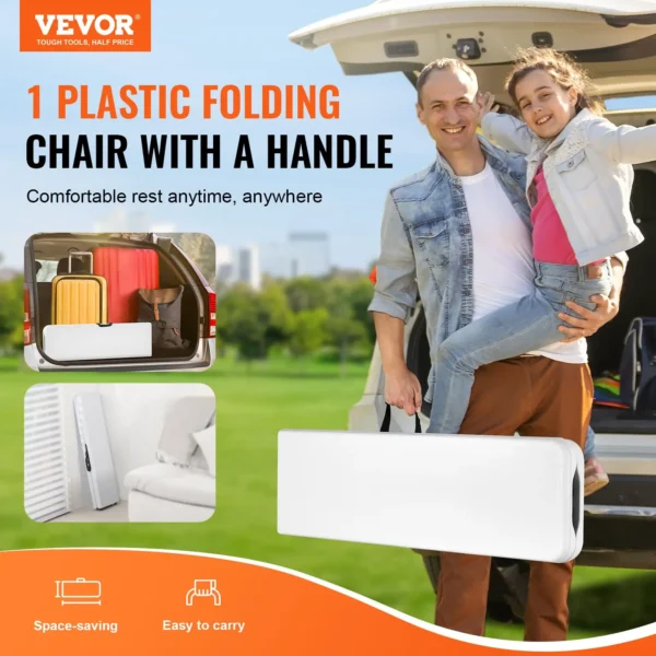 VEVOR 6FT Plastic Folding Bench Portable Outdoor Seating for Picnic, Camping & Garden