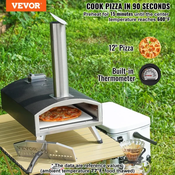 VEVOR 12-Inch Outdoor Pizza Oven - Portable Wood Pellet Pizza Oven for Camping and Backyard Cooking