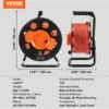 VEVOR Extension Cord Reel, 100FT, with 4 Outlets and Dust Cover, Heavy Duty 14AWG SJTOW Power Cord, Manual Cord Reel with Portable Handle Circuit Breaker, for Toolshed Garage, Tested to UL Standards - Image 6