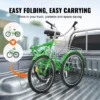 VEVOR Folding Adult Tricycle, 24-Inch Adult Folding Trikes, Carbon Steel 3 Wheel Cruiser Bike with Large Basket & Adjustable Seat, Shopping Picnic Foldable Tricycles for Women, Men, Seniors (Green) - Image 2