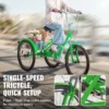 VEVOR Folding Adult Tricycle, 24-Inch Adult Folding Trikes, Carbon Steel 3 Wheel Cruiser Bike with Large Basket & Adjustable Seat, Shopping Picnic Foldable Tricycles for Women, Men, Seniors (Green) - Image 3
