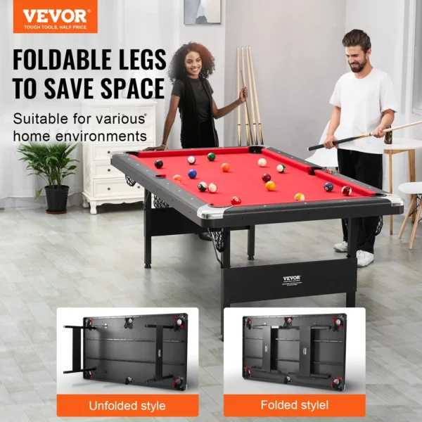 VEVOR 7FT Portable Foldable Billiards Table – Space-Saving Pool Table with Balls, Cues & Accessories | Ideal for Family Game Rooms & All Ages